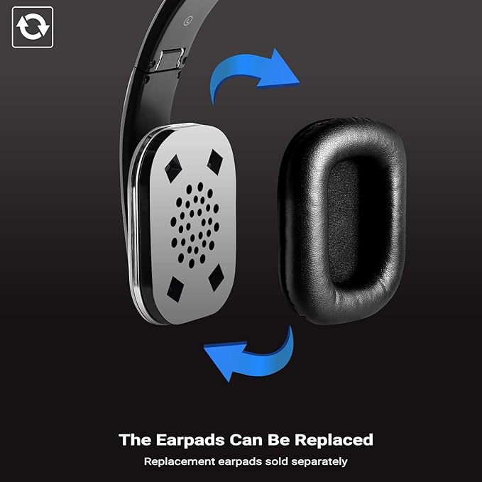 August EP650 Bluetooth Wireless Over-Ear Headphones with aptX Low Latency, NFC, Multipoint Pairing, Wired Option, Built-in Microphone - Silver