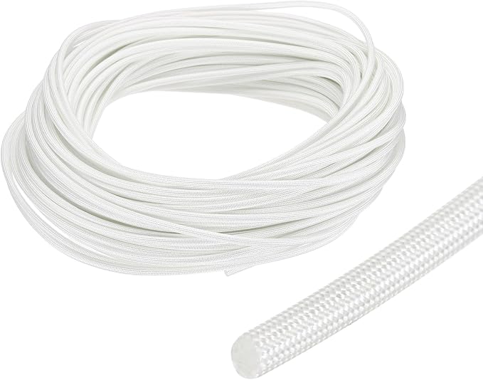 uxcell Insulation Cable Protector,2mm/0.08 Inch-30m/98 Feet High Temp Fiberglass Sleeve White