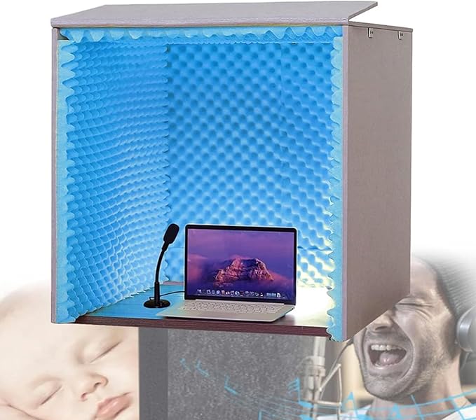 Sound Proof Foam Panels, Sound Proof Foam, Sound Proof Booth, Desktop Soundproof Cover,self Made Sound Recording Studio,Vocal Sound Absorbing Shield,for Studio Desk,Recording Booth,Blue