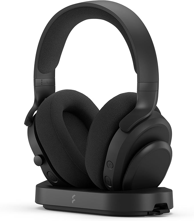 Fractal Design Scape Dark - Wireless PC Gaming Headset - Detachable Flip-to-Mute Microphone with Noise Cancellation - Battery Life Up to 40 Hours - Configurable Ambient Lighting - Black