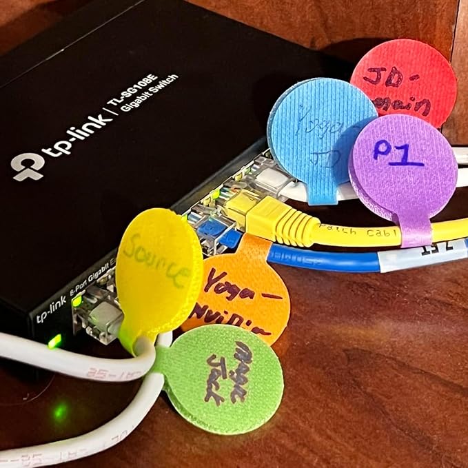 32 Pcs Multi-Color Write On Cord Labels for Electronics and Computers Cable Management, Wire Tags, Assorted Colors, Diameter 1.3''
