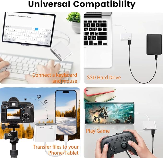 [Apple MFi Certified] USB-C to USB Adapter for iPhone 17/16/15, 10Gbps USB-C Male to USB 3.2 Female OTG, 3 in 1 Audio Cable 60W PD Charging Port and Data Transfer, Compatible with MacBook Pro Air
