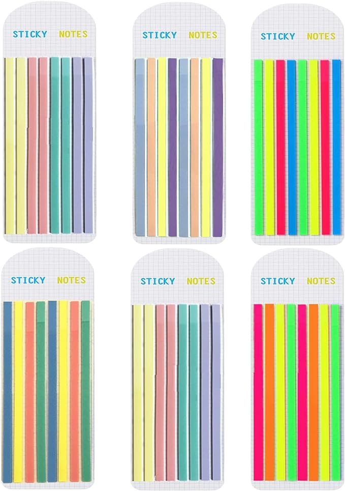 Potanro Sticky Long Tabs 6 Sheet Highlighter Tape 960 Pcs Translucent Sticky Notes Tabs for Annotating Books Bible Study Supplies