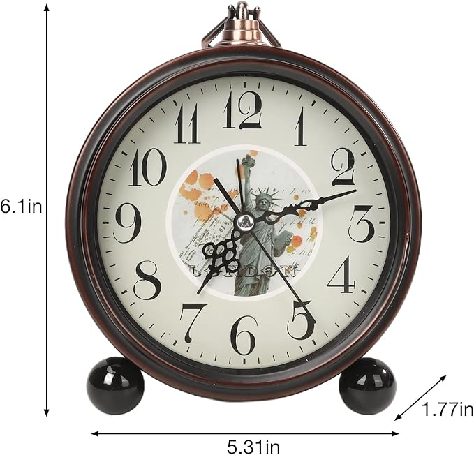Blusaryme Loud Alarm for Deep Sleepers Desk Vintage Alarm Clock 5.25 inch Small Battery Operated Retro Clock Bedroom Live Room Decor Gift Clock