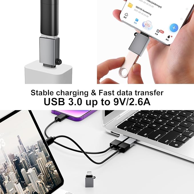 USBC to USB Adapter 10 Pack,USB C to USB A Adapter,Type C to USB Converter,USBC Adapters for iPhone 17 16 15,MacBook Pro,iPad,Samsung Galaxy S25 S24 S23