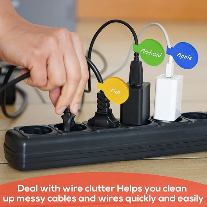 32pcs Cable Labels and Silicone Cable Ties, Reusable Cable Labels Tags Adjustable Silicone Zip Ties 20 Wire Labels and 12 Cable Straps Cord Wrap Organizer for Charging Cords Wires Cables