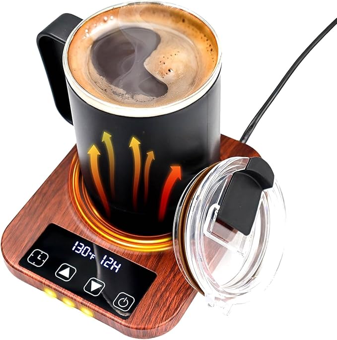 Coffee Mug Warmer, Smart Cup Warmer for Desk with 9 Temperature Settings (100℉-180℉), Auto Shut Off 1-12H Timer, LED Indicator, 4 inch Heating Plate for Coffee, Tea, Milk, Candle Warming