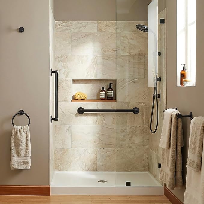 Gatco 5215MX Gibson Bath Towel Hook, Matte Black Wall Mounted Robe & Towel Hook for Bathroom, Bedroom, Closet & Entryway