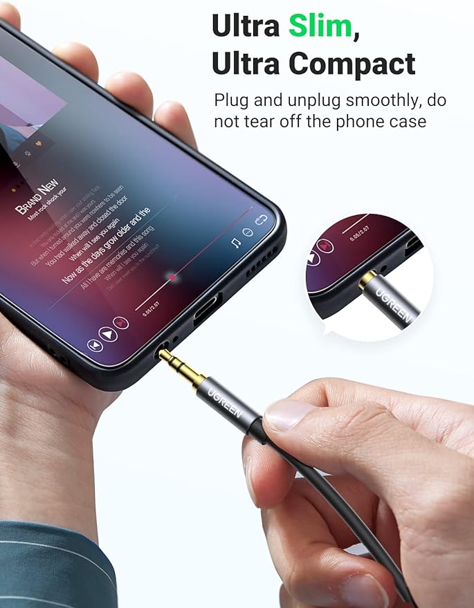 UGREEN Headphone Extension Cable 3.5mm Extension Gold Plated Aux Cable Audio Stereo Jack Male to Female TRS Cord Extender Compatible with iPhone iPad Phones Tablets Media Players, 3.3FT