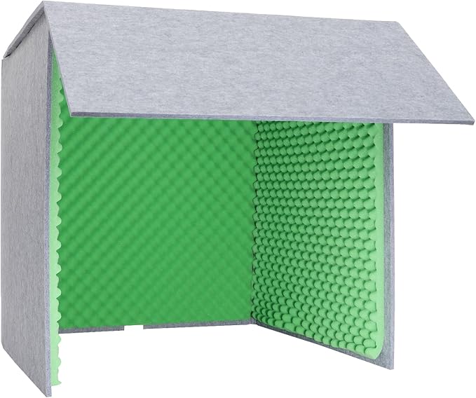 Desktop Soundproof Cover, Portable Vocal Recording Booth Isolation Booth Small Music Recording Studio Vocal Sound Absorbing Shield Sound Proof Foam Panels for Offices,Home,Recording Studios (Green)