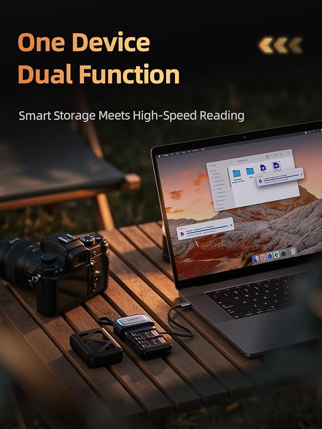 llano F13 2-in-1 High-Speed SD/Micro SD Card Reader Adapter(UHS-I Supported),Holder Case, Built-in Slot Storage, Compatible with iPhone, Android, PC, MacBook, Laptop, Dual Slot, USB Type-C 3.2 Gen1