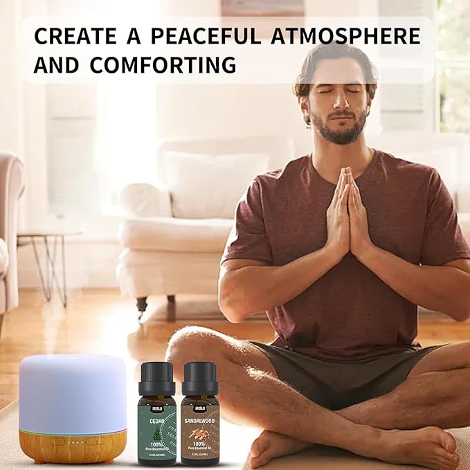 MISIJI Essential Oils Set-Essential Oils for Diffuser for Home, Diffuser Oils Scents for Aromatherapy,Laundry,Candle&Soap Making,Humidifiers 6 X 10ML