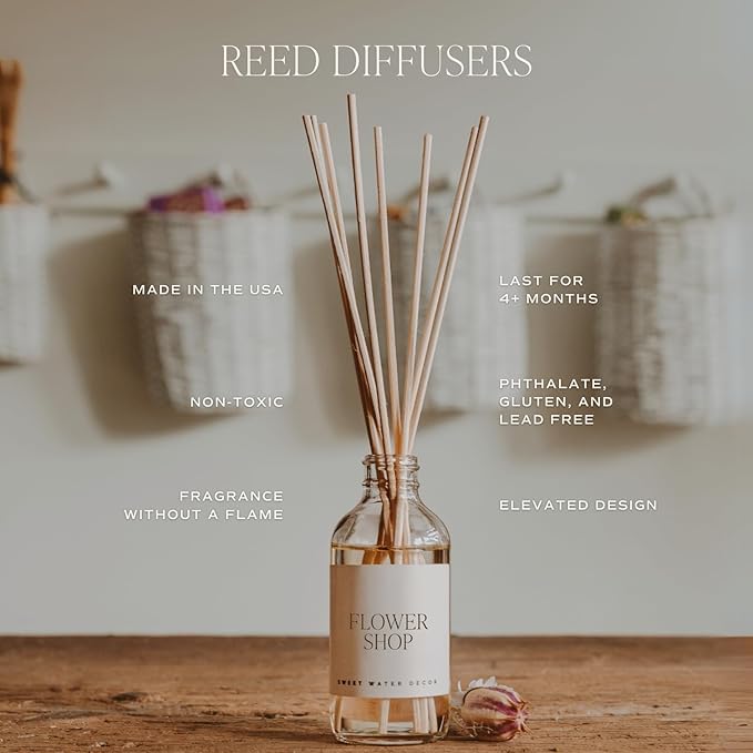 Sweet Water Decor Coastal Lemon Clear Reed Diffuser – Room Decor Aesthetic with Long-Lasting Premium Fragrance of Lemon, Sea Salt, Jasmine & Driftwood for 4 Months – Ideal for Home Décor