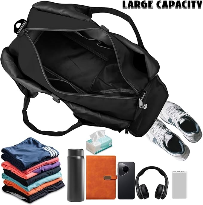 Gym Bag Mens Seperate Compartment Workout Bag with Mat Holder Wet Pocket, Sports Duffel Bag Carry On Sweaty Gym Gear for Pilates Running