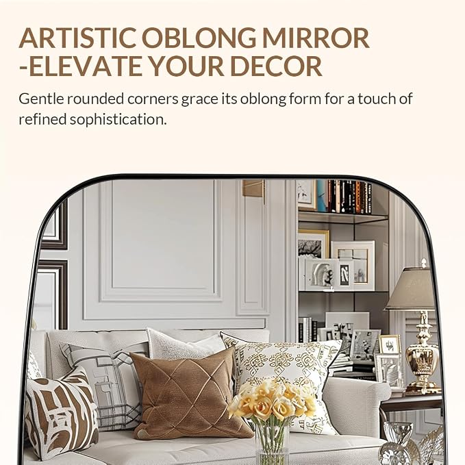 ANDY STAR Oval Mirror for Bathroom, 24x30 Polished Chrome Oblong Bathroom Mirror for Vanity with Stainless Steel Metal Frame, Modern Anti Rust Wall Mounted