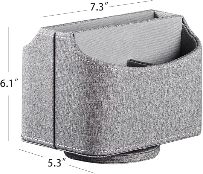 Arniche PU Leather Remote Control Holder,360 Degree Spinning Desk TV Remote Caddy,Desk Organizers and Accessories,for Controller,Media,Mail,Calculator,Mobile Phone,Pen Storage Holder (Gray Cloth)