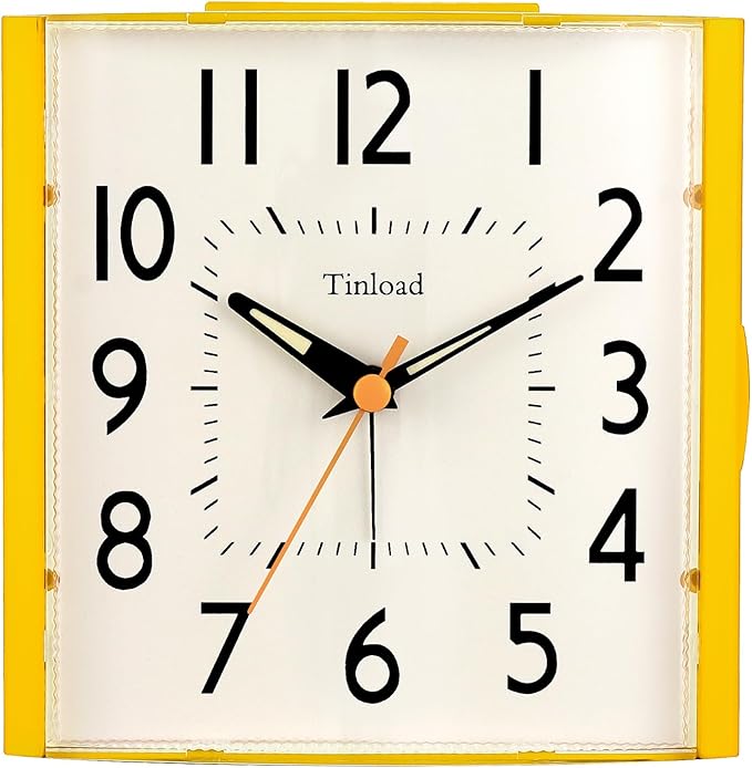 4.7" Vintage Retro Analog Alarm Clock, Super Silent Non Ticking Clock with Night Light, Snooze, Battery Operated, Simply Design, for Living Room, Bedroom, Bedside, Desk, Gift Clock