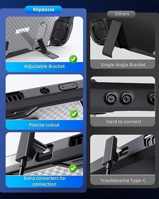 Accessories for Steam Deck & OLED, TPU Soft Cover with 3-Level Adjustable Magnetic Kickstand, Type C Adapter, 8 Thumb Grip Accessories for Steam Deck OLED with 2pcs HD Screen Protectors