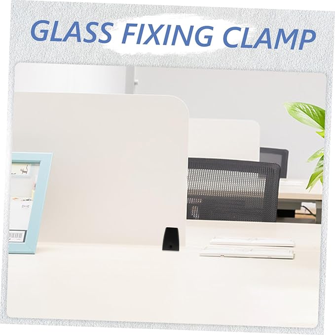 Adjustable Office Desk Divider Clip 2pcs Glass Privacy Panel Clamp for Sneeze Guard Soundproof Baffle Support for Workspaces Black