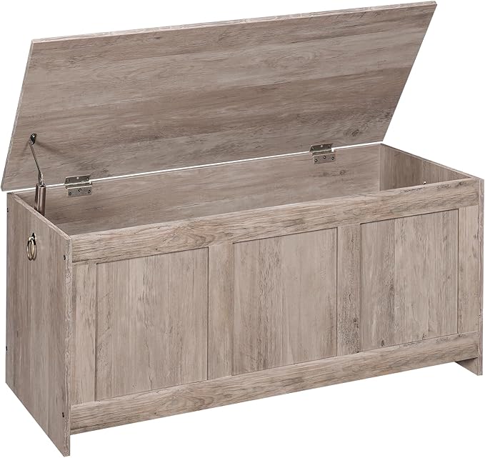 HOOBRO Storage Bench, 39.3" Retro Wooden Storage Chest, Wooden Storage Trunk, Toy Chest with Lift Top, Multifunctional Entryway Organizer, for Entryway, Living Room, Greige BG141CW01