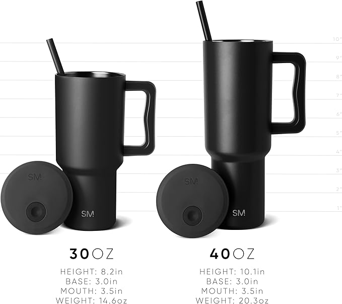 Simple Modern 40 oz Trek Tumbler with Handle and Straw Lid | Cup Holder Friendly Insulated Stainless Steel Travel Mug | Blue Dune