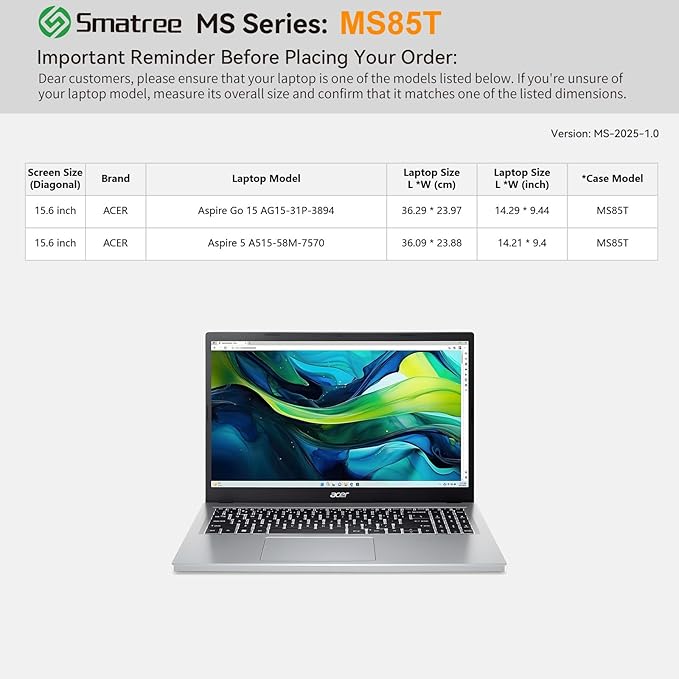 Smatree MS85T Hard EVA Protective Sleeve Case with Stand Compatible for 15.6 inch Acer Aspire Go 15, for 15.6 inch Acer Aspire 5 A515-58M-7570, for 16inch Swift Edge 16 Laptop