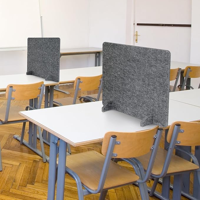DOLLAR BOSS 2PCS Acoustic Desk Dividers 24" x 20", Soundproof Freestanding Privacy Panels for Table, Noise Reducing Desktop Partition for Office, Home, Classroom, Study Area with 20 Pushpins,Grey