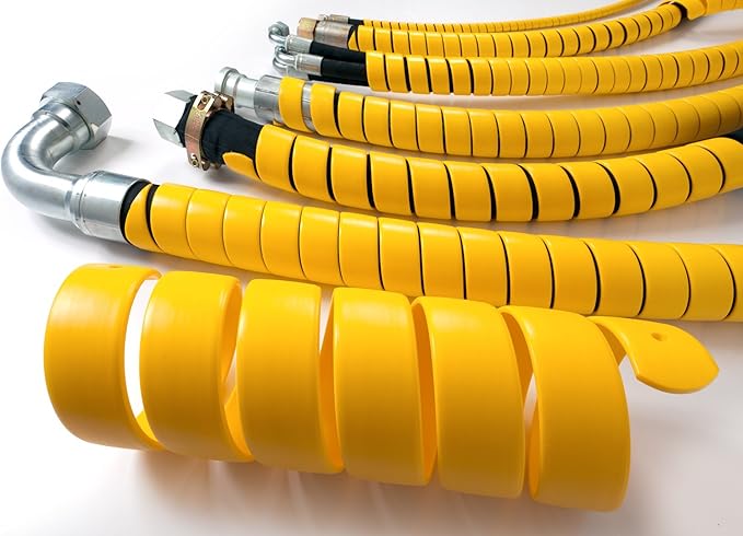 Caplugs SPSS Series – Plastic Safeplast Safe-Spirals, Spiral Wrap Hose & Cable Protector, Yellow HD-PE, 5.5" OD x 30' L Hydraulic & Pneumatic Hoses, Construction, Manufacturing, Auto (140C30Ye)