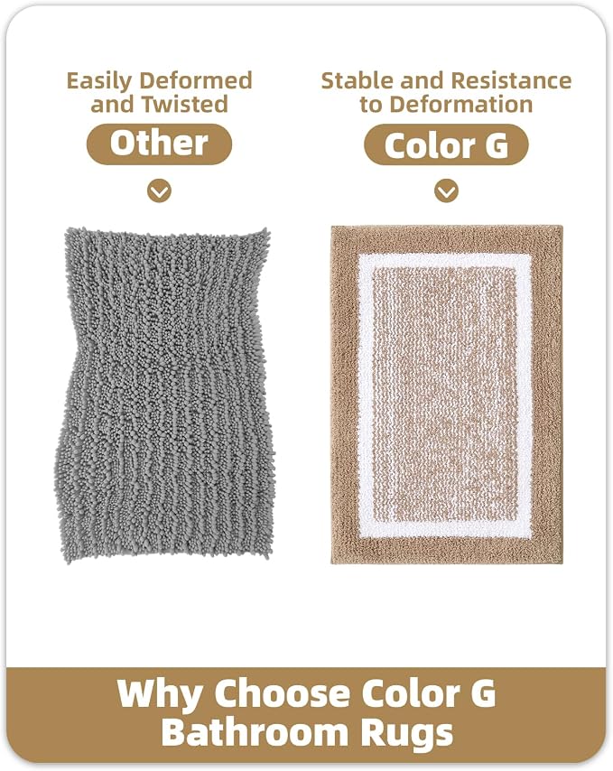 Color&Geometry Bathroom Runner Non Slip, 24"x43" Khaki Bath Runner Rug, Absorbent, Soft, Washable, Microfiber Bath Mat Bathroom Carpet
