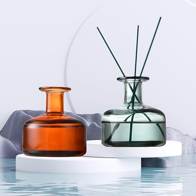Clear Empty Glass Reed Diffuser Bottles,300ml Refillable Diffuser Bottle for Essential Oils,Aromatherapy Container for DIY Replacement Diffuser,Fragrance Decoration,Crafts Decor,Small Flower Vase