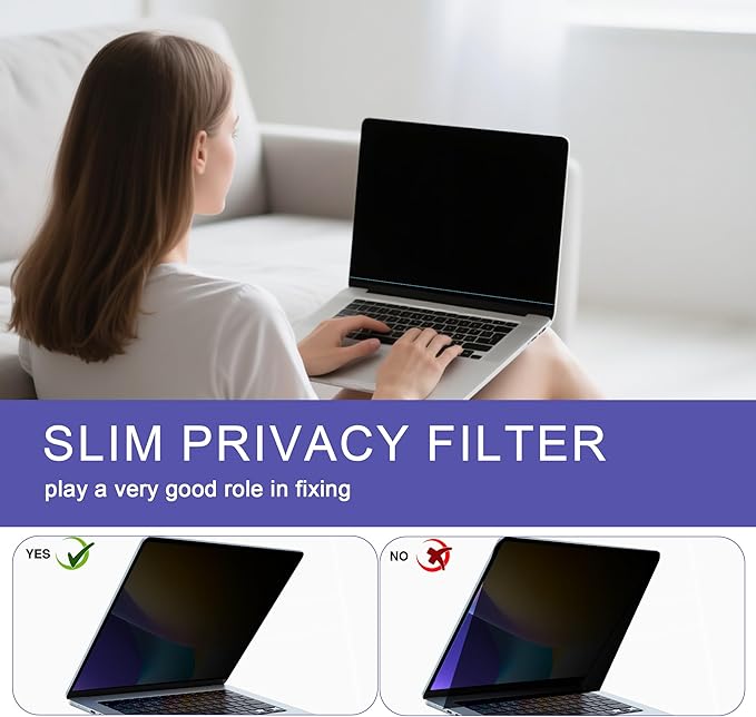 360° Privacy Screen Protector for MacBook Pro 14 Inch (2021-2024, M1, M2, M3, M4) Privacy Screen Filter for MacBook Pro 14 Inch, Anti-Spy/Anti Fingerprint/Anti Blue Light/Anti Glare