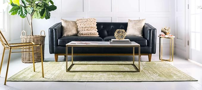 Unique Loom Bromley Collection Area Rug - Wells (10' x 14' 1" Rectangle, Green/ Ivory)
