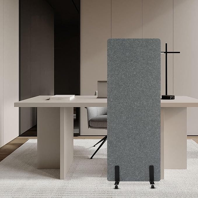 Folding Single Panel Privacy Partition Screen, Room Divider Panel Desk Divider Sound Proof Dividers High Barrier for Office Home Room Classroom Divider Privacy 24" X 66" (Light Gray)