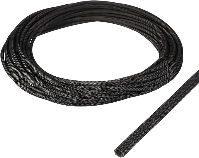 uxcell Insulation Cable Protector,1.5mm/0.06 Inch-10m/33 Feet High Temp Fiberglass Sleeve Black