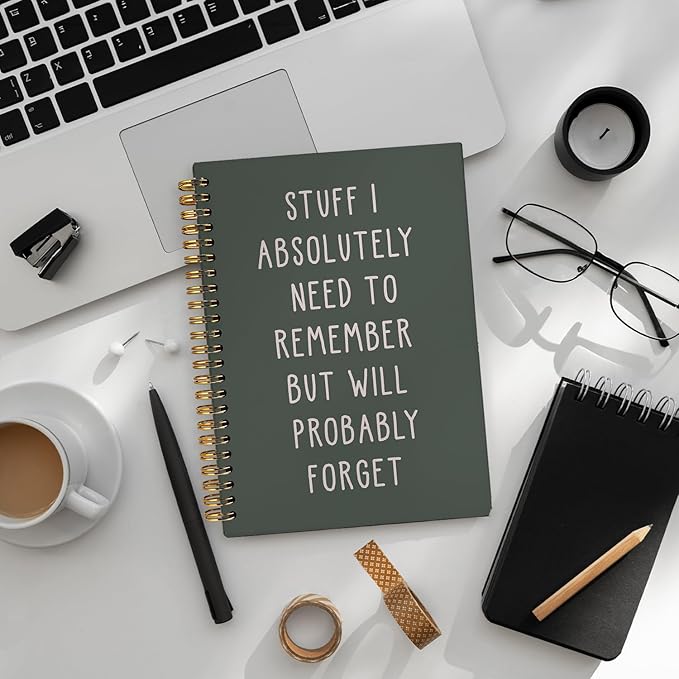 LIANGW Funny Dark Green Notebooks for Work, Funny Work Gifts for Coworkers & Boss, Coworker Office Gifts for Men Women, Fun Spiral Notebooks Journals for Writing, Funny Office Supplies 5.5x8.3 Inch