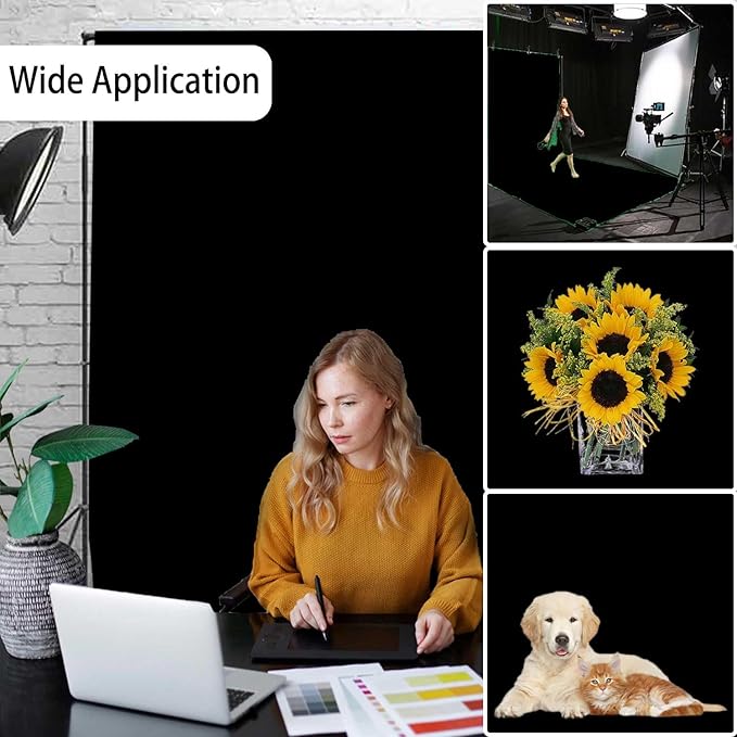 Black Photo Backdrop for Photoshoot, Black Photography Backdrop for Portraits, Fabric Background for Product Photography and Video Creation 3FTx5FT