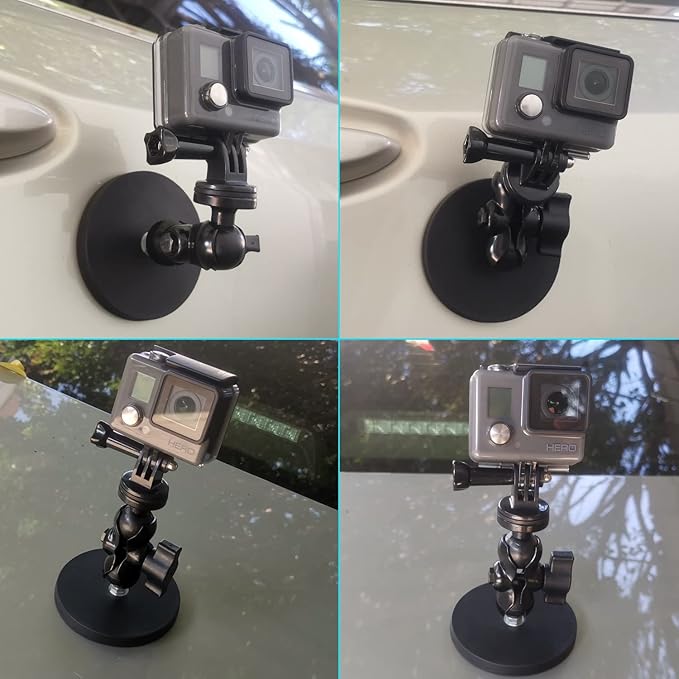 Magnetic Camera Mount, Heavy Duty Base Kit, USMG-01 for GoPro Hero 13/12/11/10/9 Akaso EK7000 DJI osmo Arlo DSLR x5/4/3 Pocket Compatible with RAM Mount B Size (3.46" DiameterBase)