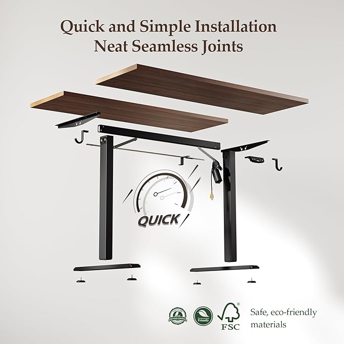 Klicelor 40 Inch Electric Standing Desk, Height Adjustable Office Desk, Sit Stand Up Computer Desk with Memory Preset, Two-Piece Desktop, Dark Walnut