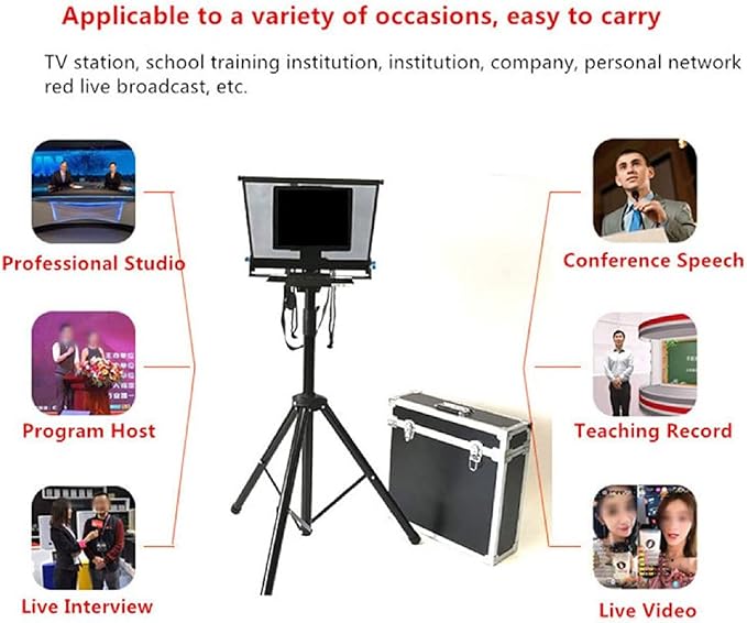 22 Inch Large Teleprompter for Computer Laptop, Professional Video Camera Tablet Prompter with Beamsplitter Glass & Aluminum Carry Case, for TIK Tok Live Short Videos Speech