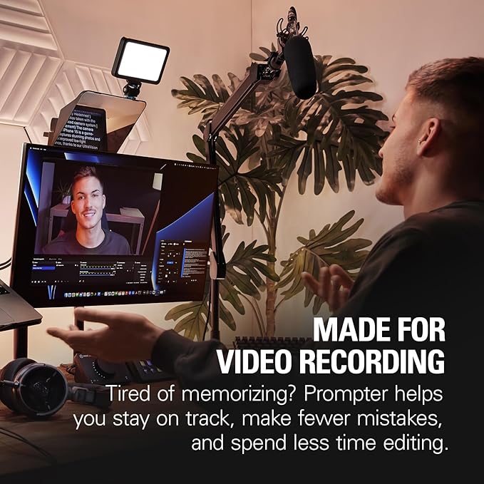 Elgato Prompter – Teleprompter with Built-in Screen for YouTube, Twitch, Zoom and More, 1080 pixels, Supports DSLR/Webcam/Smartphone, Drag & Drop Monitor Display, Works with Mac/PC & Stream Deck
