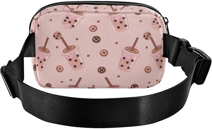 Kawaii Bubble Tea Chocolate Cookie Fanny Pack for Women Men Water Resistant Fashion Waist Packs with Adjustable Strap Belt Bag for Travel Workout Jogging Hiking 21219293