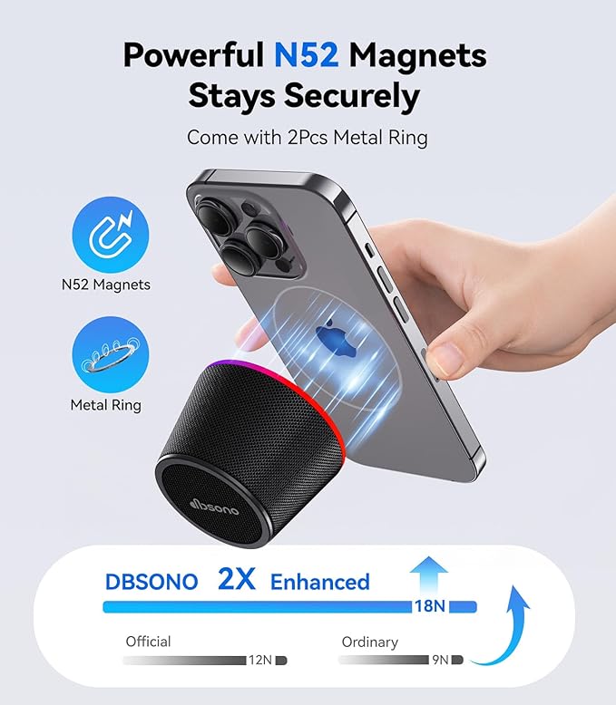 Small Bluetooth Speaker Gifts for Teens: Valentines Gifts for Him Her, 3 IN 1 Portable Magnetic Speaker with 9-Mode Lights, Waterproof Phone Stand for Desk, Cool Birthday Gadget Gifts for Adults