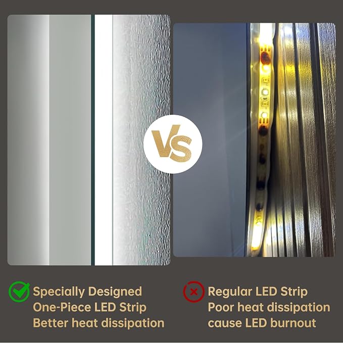 LOVESPEJO 24"x36" Backlit Mirror Bathroom, LED Bathroom Mirror with Motion Sensor, Fogless, Dimmable, 3 Color Changing, Shatterproof, Horizontal/Vertical