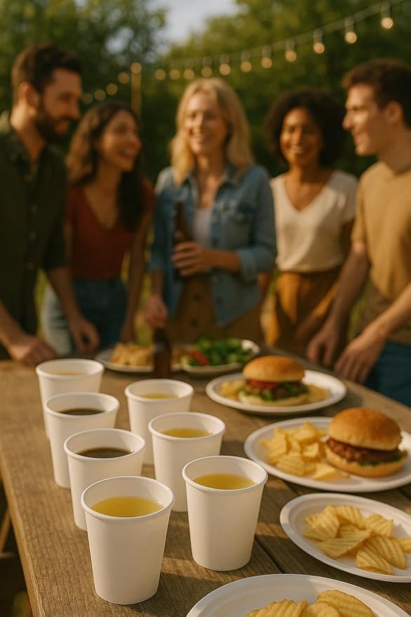 White Paper Coffee Cups – 8 Oz. [400 - Pack] Disposable Hot & Cold Beverage Cups | Durable Paper Cups for Hot and Cold Coffee, Water, Juice, Tea & More – Ideal for Office, Parties, Home & Travel Use