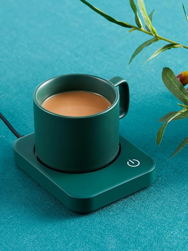 ANBANGLIN Coffee Mug Warmer, Smart Cup Warmer for Desk, 3 Temperature Control & Auto Shut Off, Electric Cup Warmer for Heating Milk,Tea,Beverage,Candle (Green-No Mug)