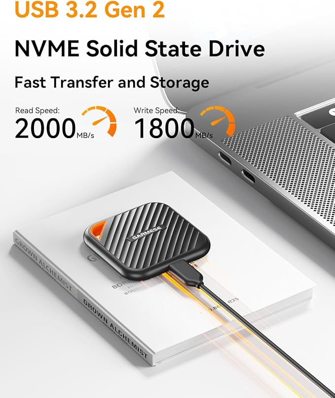 2TB External SSD Up to 2000MB/s, USB 3.2 Gen 2x2 Portable SSD External Solid State Drives Compatible with Game Console/Tablet/Laptop/Mac, Reliable Storage for Gaming, Students, Professionals