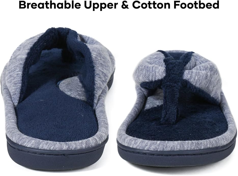 Wishcotton Women's Memory Foam Spa Thong Flip Flops Cozy Indoor Slippers, Ladies Summer Lightweight Open Toe House Sandals
