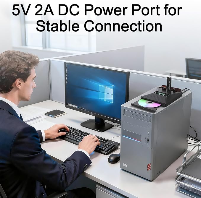 External CD DVD Drive for Laptop, 7 in 1 Portable CD DVD +/-RW Burner Reader with M.2 NVMe Interface,SD/Micro SD Card Slots and USB A Type C 2.0, Compatible with Laptop PC Mac Windows Linux