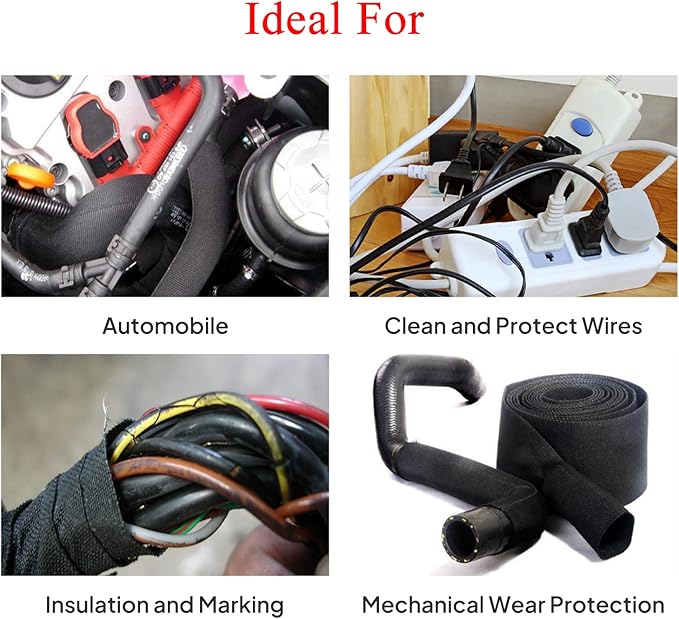 2 in 1 Heat Shrink Braided Sleeving Fabric Tubing-Ideal fit Irregular Shape Hose/Cable/Wire (3/8"(10mm), 60FT)
