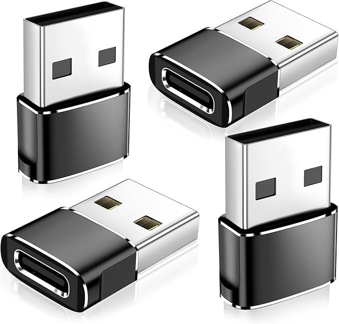 𝟒𝐏𝐚𝐜𝐤 𝐔𝐩𝐠𝐫𝐚𝐝𝐞𝐝 USB to USB C Adapter,Type-C Female to A Male Charger Converter for iPhone 17 Charger,iWatch Ultra SE 9 10,iPhone 17 Pro Max 16 15 14,Samsung S25,AirPods,iPad,Car,Xbox